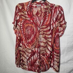 Vintage y2k 90s boho chiffon tropical top